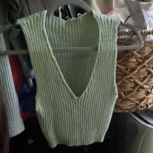 shein Mint Green Ribbed Knit Sleeveless Top